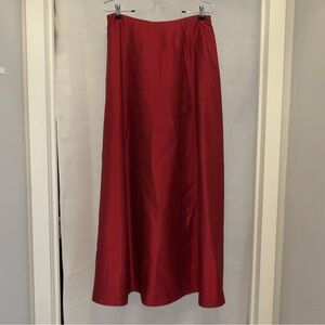 Red Satin Maxi Skirt & Black Rhinestone Velvet Shorts Glam Set 2PC Bundle
